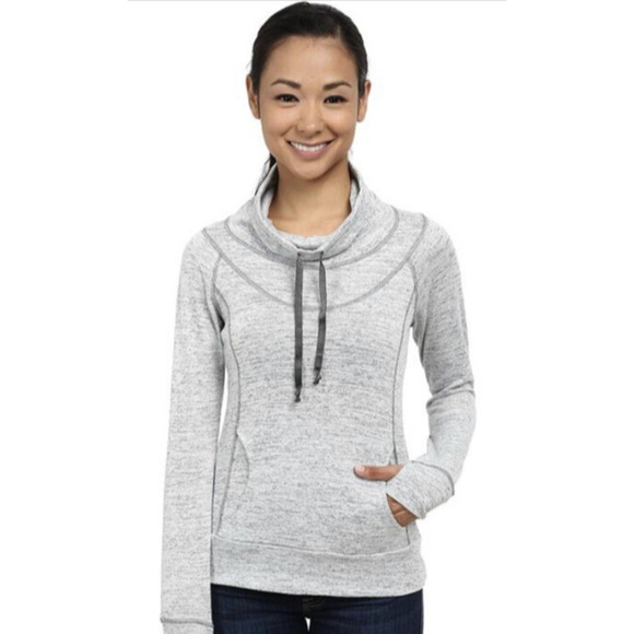 Kuhl Lea Funnel Cowl Neck Pullover Sweatshirt Sz S Gray Kangaroo Pocket - Picture 1 of 4